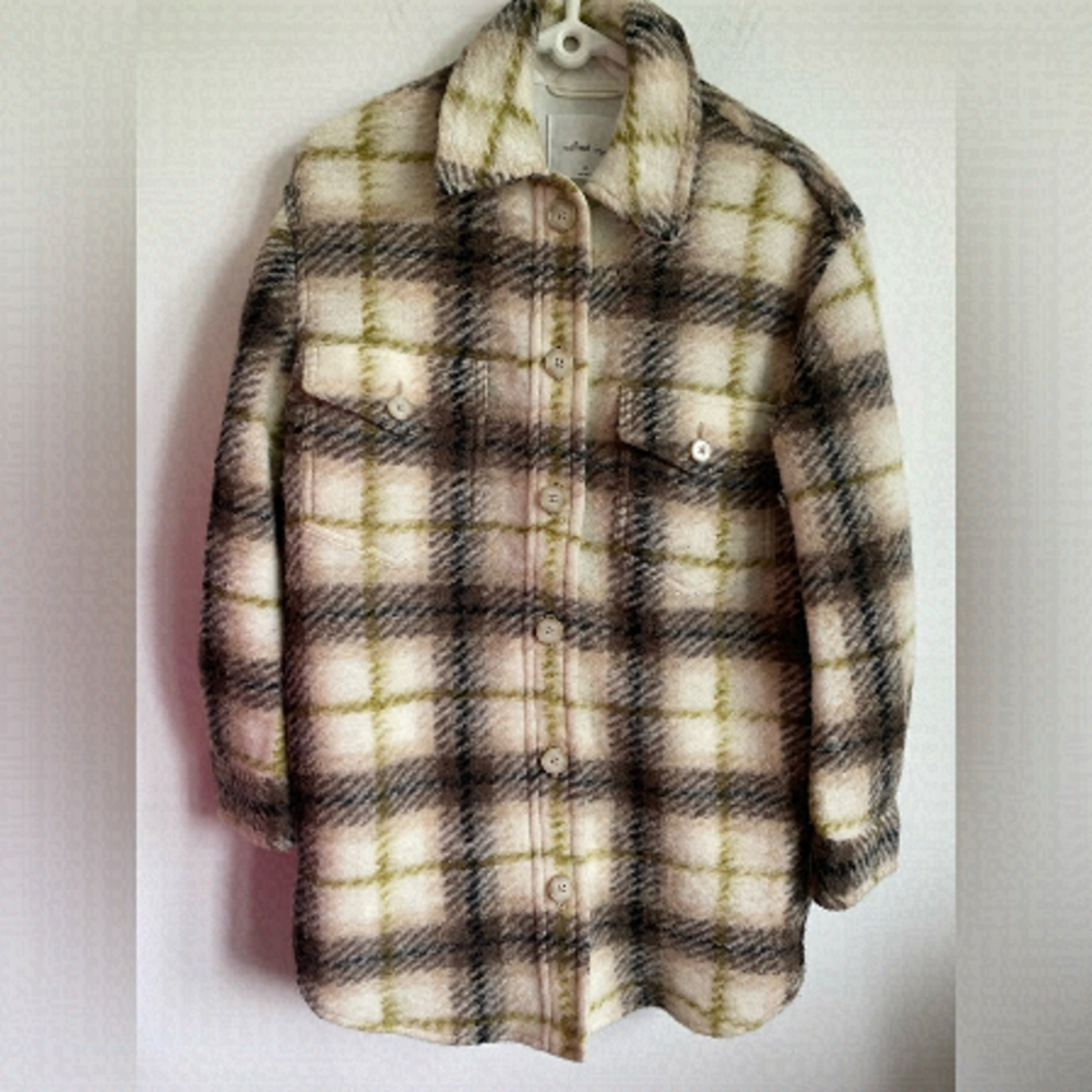 Aritzia Wilfred Ganna Wool Oversized Jacket Shacket • Plaid Multi • XS